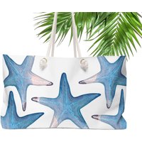 Blue Starfish Weekender Bag, Starfish Shell Beach Bag