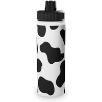 Bouteille d'eau en acier inoxydable à motif vache avec bouchon sportif