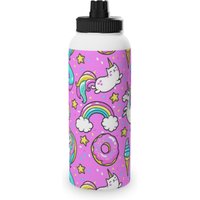 Unicorn Donut Stainless Steel Water Bottle with Sports Lid