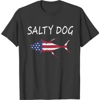 T-shirt Salty Dog Drapeau Américain Thon Eau Salée Jeu Océan pour Hommes