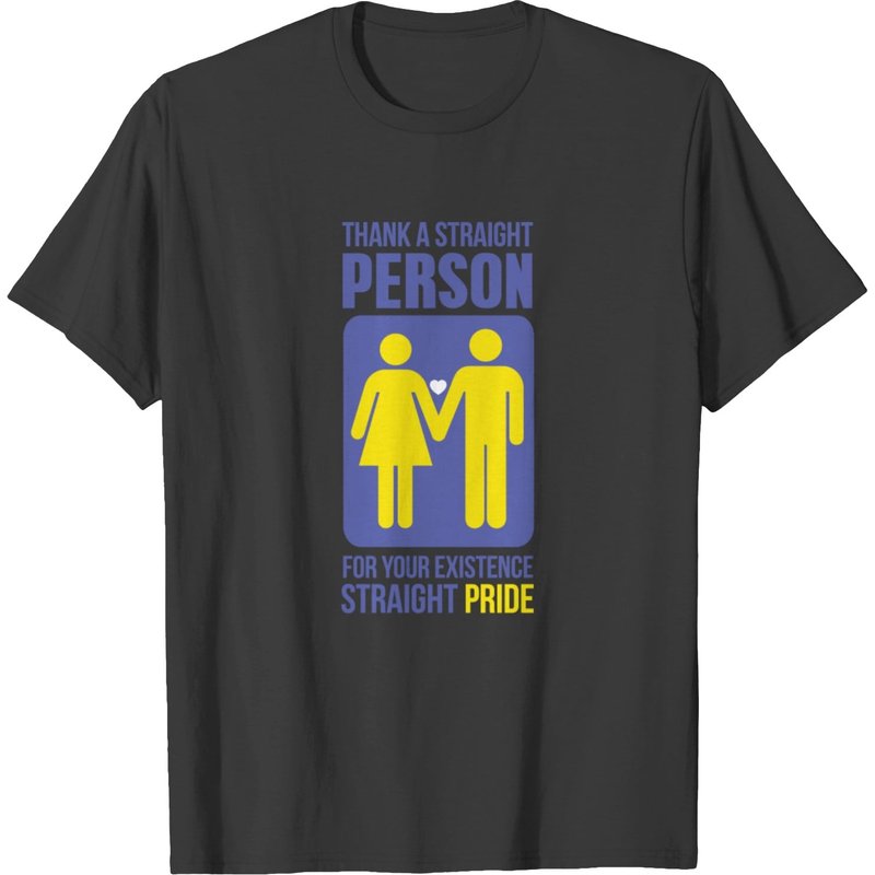 Straight Pride T-Shirt for Men in Black — Mens T Shirts
