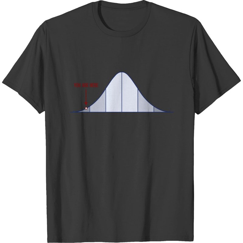 T-shirt Iq Bell Curve You Are Here pour hommes - Noir — T-shirts pour hommes