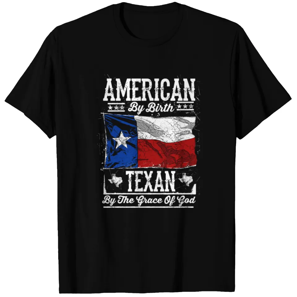 T-shirt American By Birth Texan By The Grace Of God pour hommes
