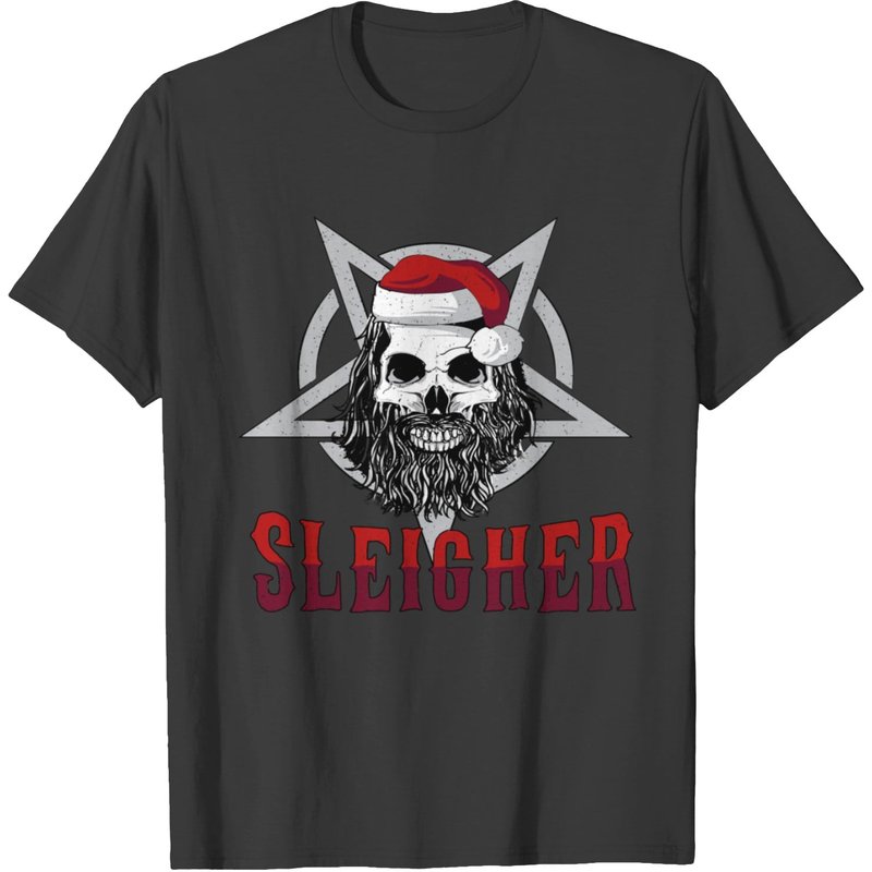 Sleigher Heavy Metal Slayer Christmas T-shirt for Men — Mens T Shirts