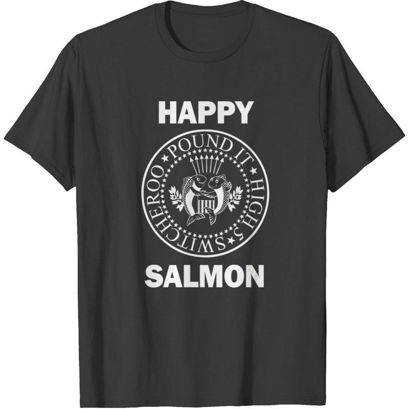 T-shirt Happy Salmon pour hommes en noir — T-shirts pour hommes
