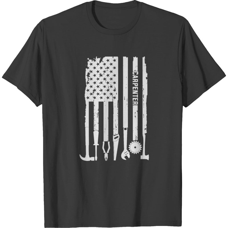 T-shirt Drapeau Américain pour Menuisier