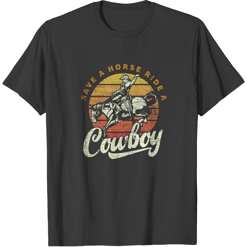 T-shirt Cowboy avec un Dites Drôle pour Hommes en Noir