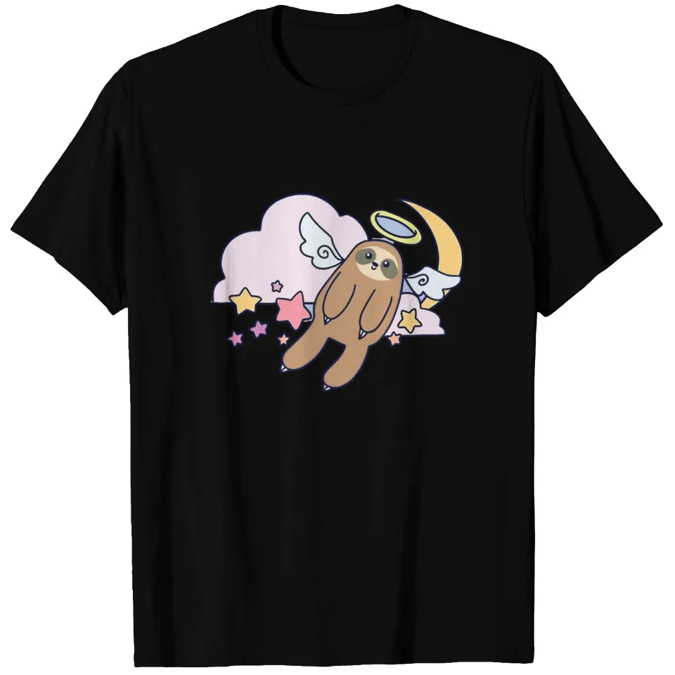 Angel Sloth Men's T-Shirt in Black — Mens T Shirts
