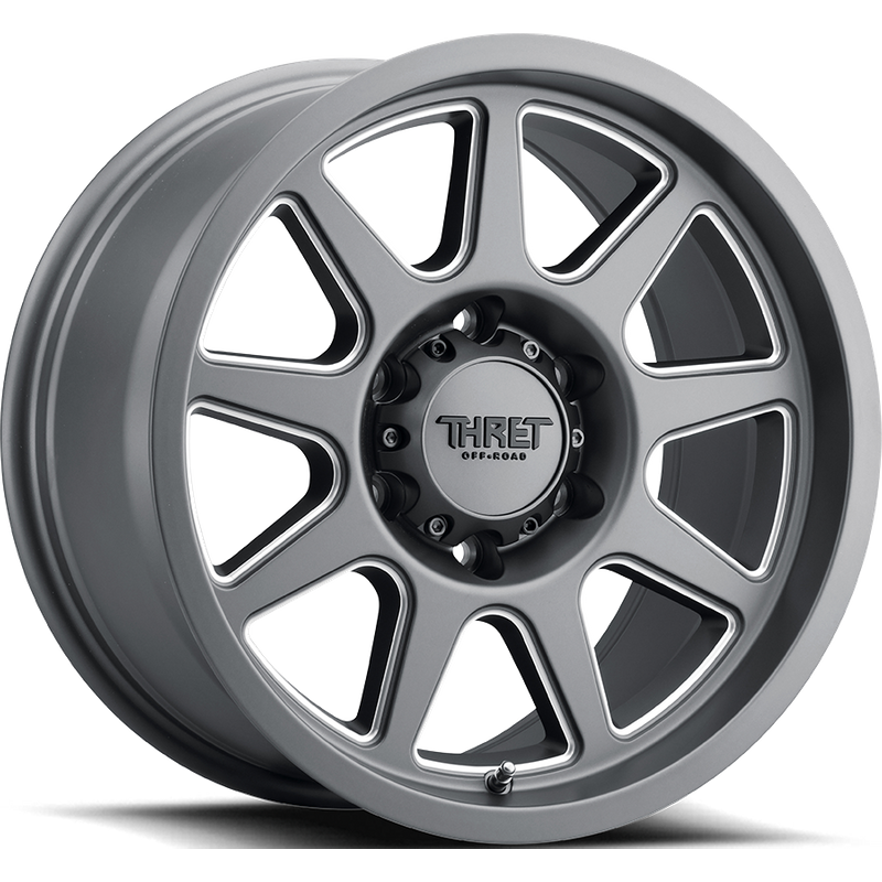 Thret Offroad Wheel Flood Satin Silver Milled - 17x9 - 5x127 Bolt Pattern - 0 Offset Rims — Wheels & Rims