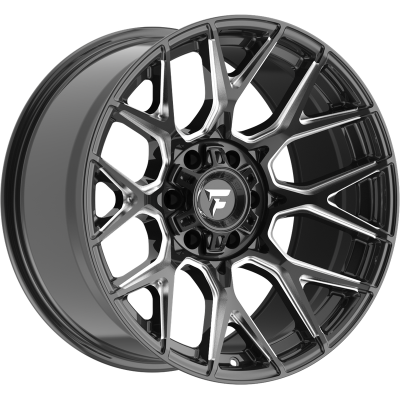 Fittipaldi Offroad Wheel FA27BM Gloss Black Milled - 20x10 - 5x127 Bolt Pattern - 19 Offset Rims — Roues et jantes