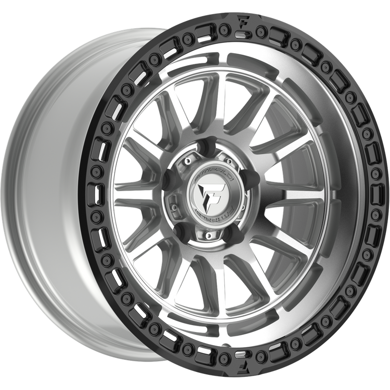 Fittipaldi Offroad Wheel FT114MSB Machined Silver with Satin Black Lip - 17x8.5 - 5x127 Bolt Pattern - -12 Offset Rims — Wheels & Rims
