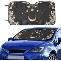 Witchy Moon Phase Car Sunshade For Windshield, Mystical Cute