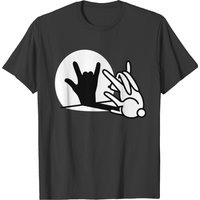 Funny Rabbit Shadow Hand Rock Music Hard Rock Fan T-shirt