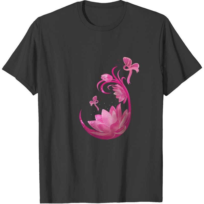 Breast Cancer Motivation Fighter Lotus Flower T-shirt — T-shirts pour hommes
