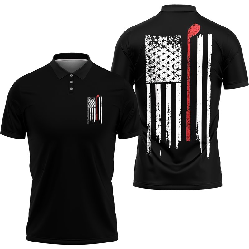 American Flag Golf Polo Shirt — Mens Casual Shirts