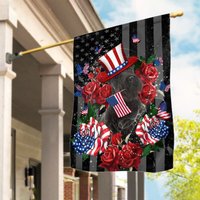Scottish Terrier Dog Happy Independence Day House Flag — Drapeaux décoratifs