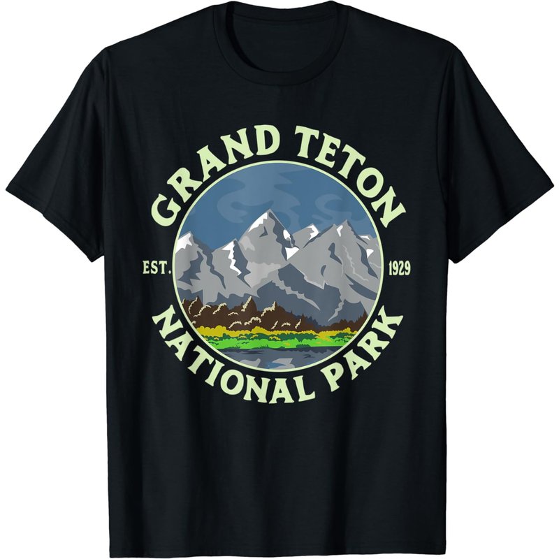 Vintage Grand Teton National Park Wy Mountain Hiking Camping T-shirt