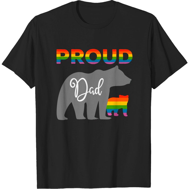 Rainbow Pride Flag Bear Proud Father And Gay Cub - Proud Dad Rainbow Cub - T-shirt — Mens T Shirts