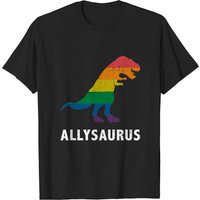 Allysaurus Dinosaur In Rainbow Flag For Ally Lgbt Pride - Gay Ally - T-shirt