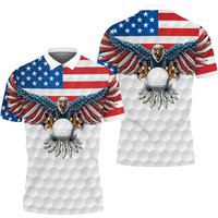 Golf American Flag Eagle Wings Polo Shirt