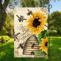 Bees And Sunflowers Garden Flag — Drapeaux décoratifs