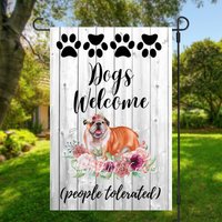 Dogs Welcome English Bulldog Garden Flag — Decorative Flags