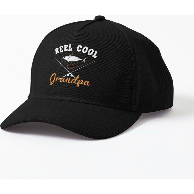 Mens Reel Cool Grandpa Fishing Design Cap