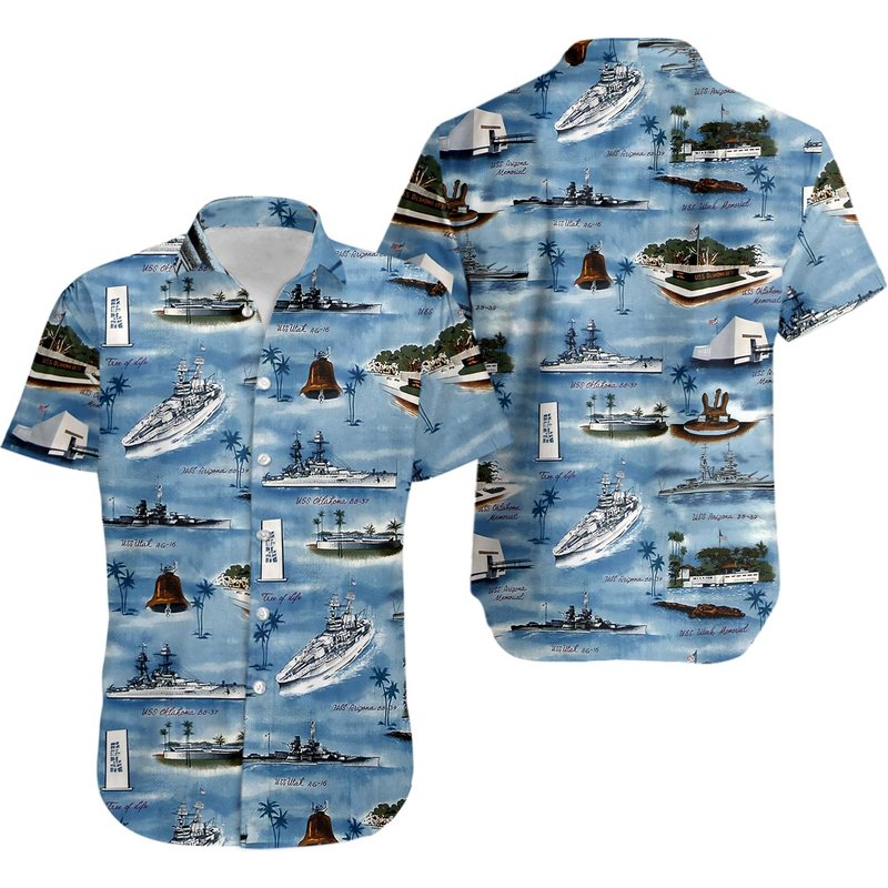 Kalaheo Pearl Harbor Us Carrier Hawaiian Shirt — Chemises décontractées pour hommes