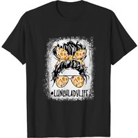 Lunch Lady Messy Hair Woman Bun Lunch Lady Life Bleached T-shirt — Mens T Shirts