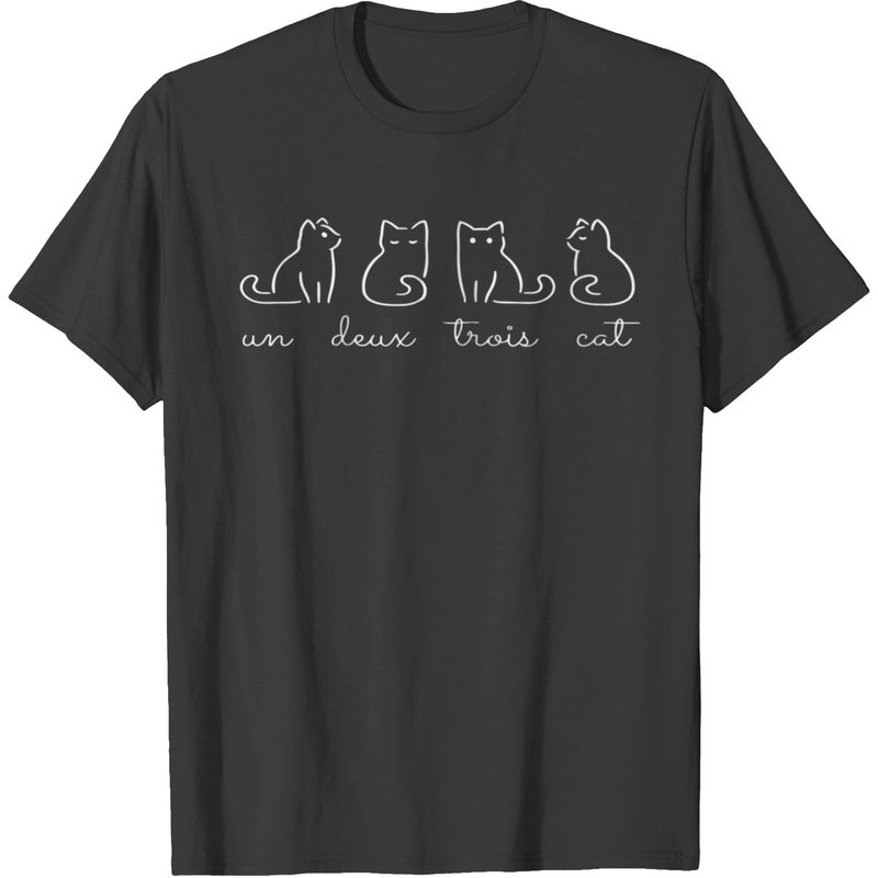 French Inspired Un Deux Trois Cat Funny French Jok T-shirt — T-shirts pour hommes