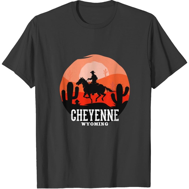 Cowboy Cheyenne Wyoming Wild West Horse Gift T-shirt — T-shirts pour hommes