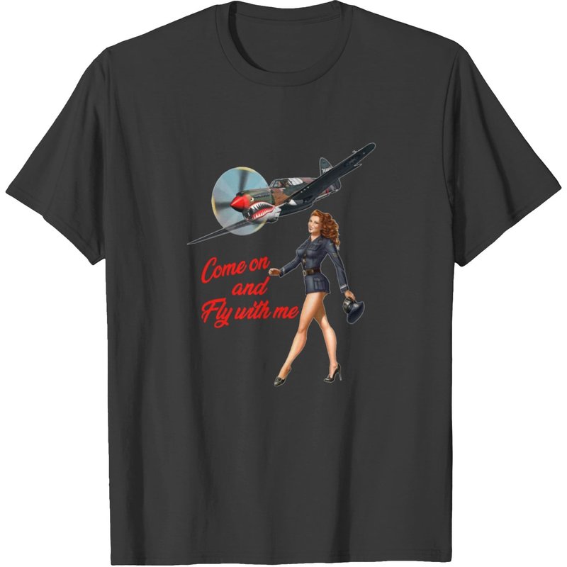 Come On And Fly With Me Pinup T-shirt — Mens T Shirts