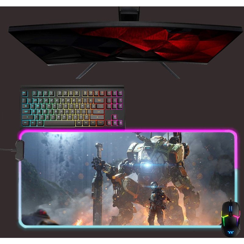 Titanfall Led Mouse Mat, Rgb Mouse Pad, Gaming Mouse Pad, Gift For Gamer — Mouse Pads & Desk Mats