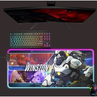 Overwatch Led Mouse Mat, Winston Rgb Mouse Pad, Gaming Mouse Pad, Gift For Gamer