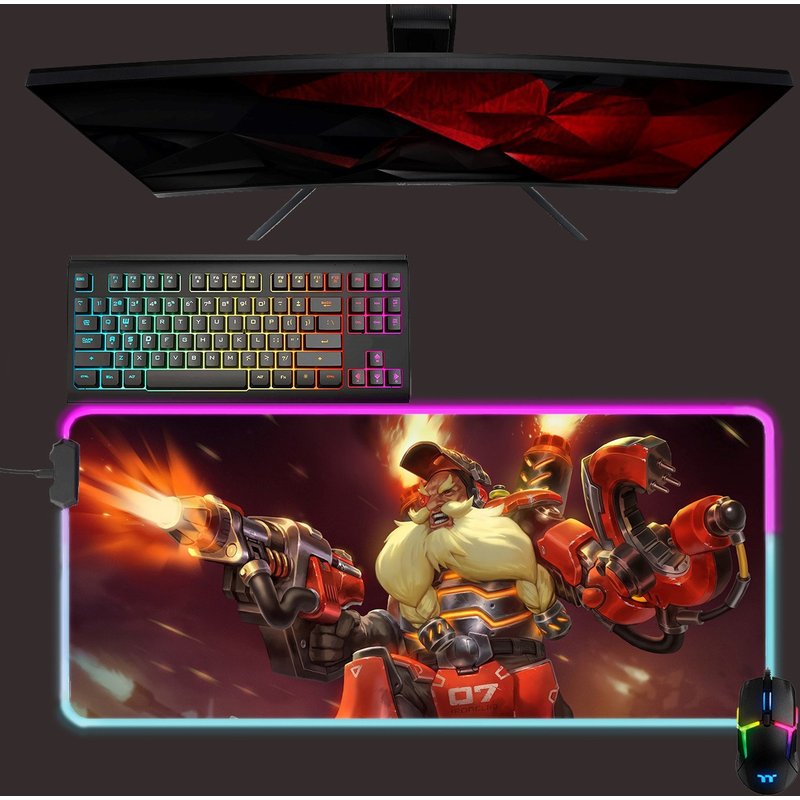 Overwatch Led Mouse Mat, Torbjorn Rgb Mouse Pad, Gaming Mouse Pad, Desk Mat — Tapis de souris et sous-mains