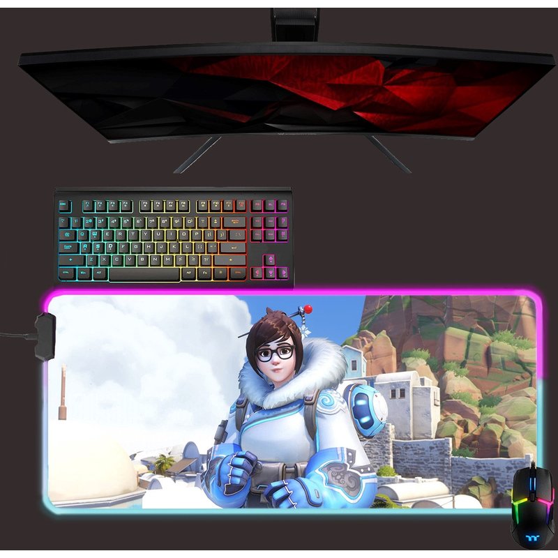Overwatch Led Mouse Mat, Mei Rgb Mouse Pad, Gaming Mouse Pad, Desk Mat — Mouse Pads & Desk Mats
