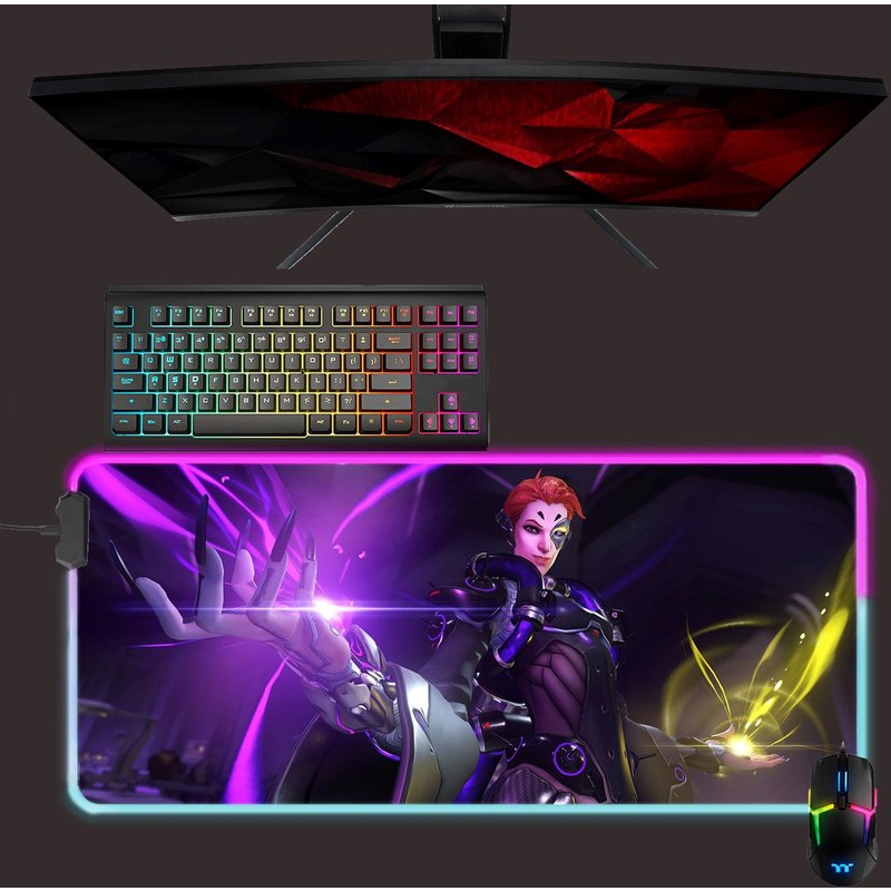 Overwatch Led Mouse Mat, Moira Rgb Mouse Pad, Gaming Mouse Pad, Desk Mat — Tapis de souris et sous-mains