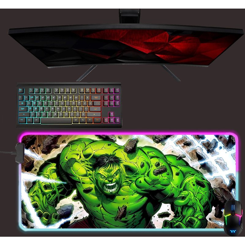 Hulk Led Mouse Mat, Rgb Mouse Pad, Gaming Mouse Pad, Desk Mat, Gift For Gamer — Tapis de souris et sous-mains