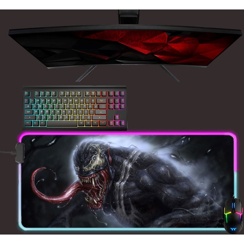 Venom Led Mouse Mat, Rgb Mouse Pad, Gaming Mouse Pad, Desk Mat, Gift For Gamer — Tapis de souris et sous-mains