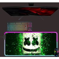 Marshmello Led Mouse Mat, Rgb Mouse Pad, Gaming Mouse Pad, Desk Mat, Gift For Gamer