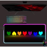 Undertale Led Mouse Mat, Heart Rgb Mouse Pad, Gaming Mouse Pad, Desk Mat, Gift For Gamer