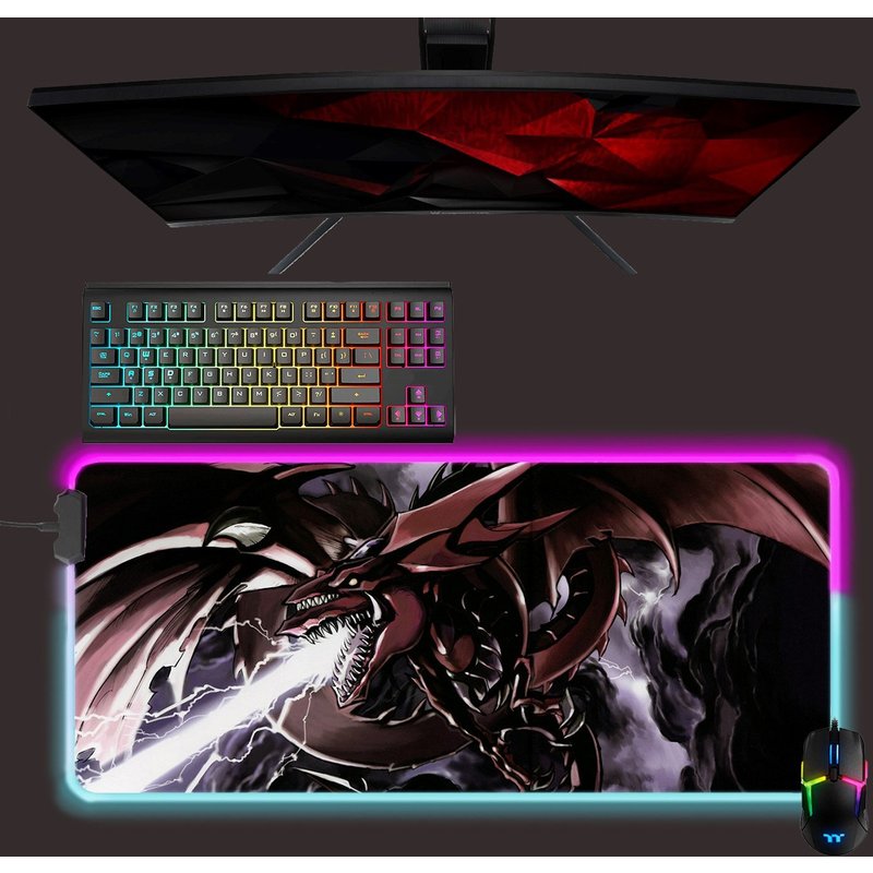Yu-gi-oh Led Mouse Mat, Slifer The Sky Dragon Rgb Mouse Pad, Gaming Mouse Pad, Desk Mat, Gift For Gamer — Mouse Pads & Desk Mats