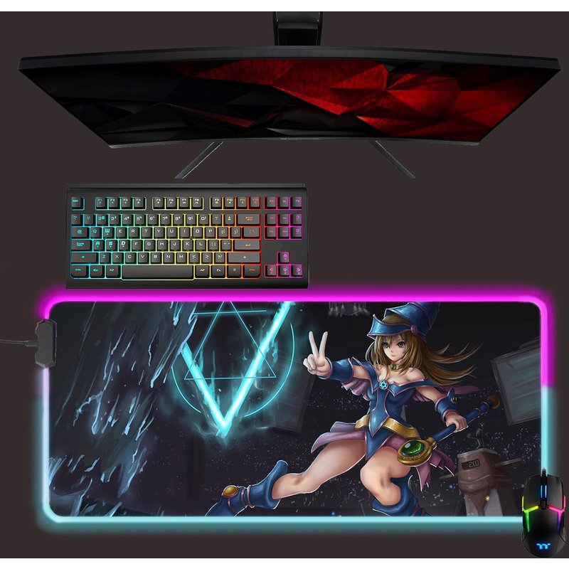 Yu-gi-oh Led Mouse Mat, Dark Magician Girl Rgb Mouse Pad, Gaming Mouse Pad, Desk Mat, Gift For Gamer — Mouse Pads & Desk Mats