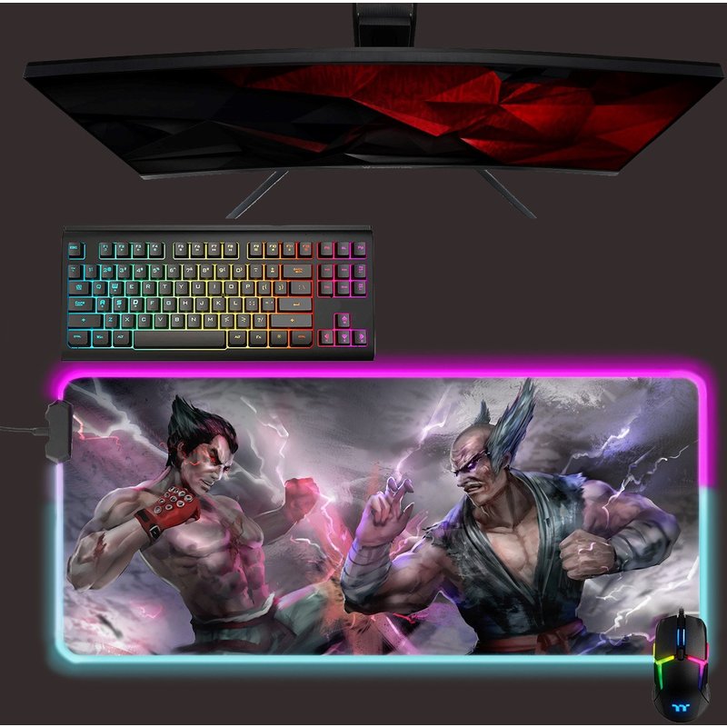 Tekken Led Mouse Mat, Kazuya Mishima Heihachi Mishima Rgb Mouse Pad, Gaming Mouse Pad — Mouse Pads & Desk Mats