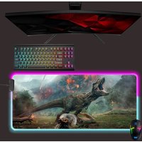 Jurassic World Led Mouse Mat, Jurassic Park Rgb Mouse Pad, Gaming Mouse Pad, Desk Mat, Gift For Gamer