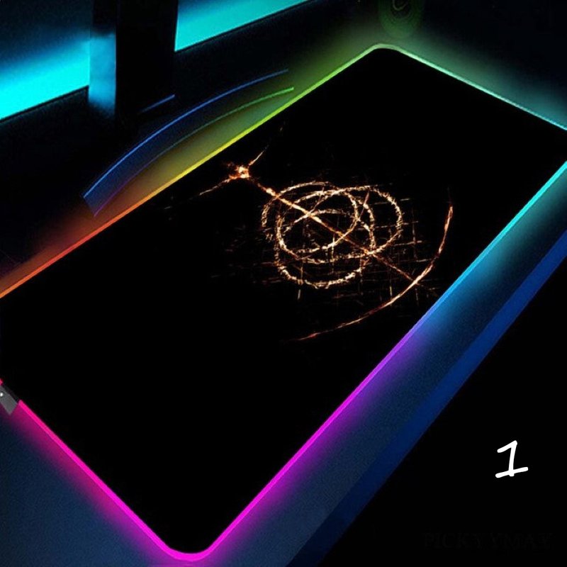 Elden Ring Gaming Led Mouse Pad Rgb Backlight Computer Mouse — Tapis de souris et sous-mains