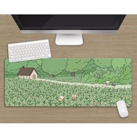 Cute Desk Mat Kawaii Mouse Pad, Bunny And Bear Cute Anime, Japanese Kawaii Pastel Mouse Pad