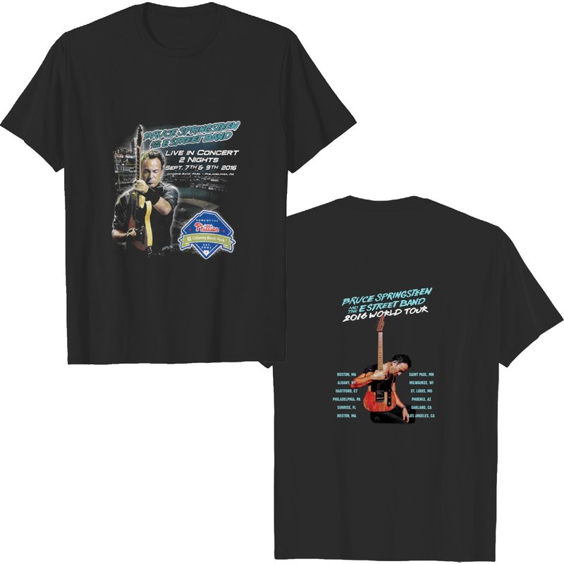Bruce Springsteen And The E Street Band 2016 World Tour Shirt. Citizens Bank, Double Sided With Cities. — T-shirts pour hommes