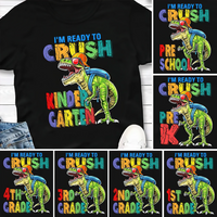 Dinosaur I'm Ready To Crush Kindergarten Shirt, Personalized Back To School Kinder T Shirt — T-shirts pour hommes