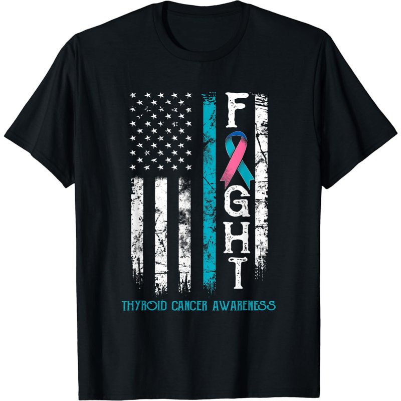 Thyroid Cancer Warrior Us Flag T-shirt — T-shirts pour hommes